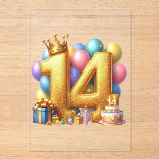 14歳の誕生日おめでとう アクリル招待状 (正面)