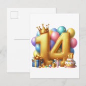 14歳の誕生日おめでとう インビテーションポストカード (正面/裏面)