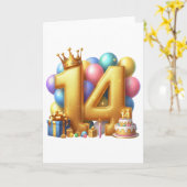 14歳の誕生日おめでとう カード (黄色い花)
