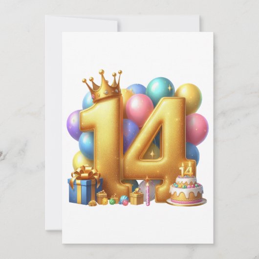 14歳の誕生日おめでとう カード (正面)