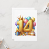 14歳の誕生日おめでとう カード (正面/裏面インサイチュ)