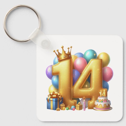 14歳の誕生日おめでとう キーホルダー (正面)