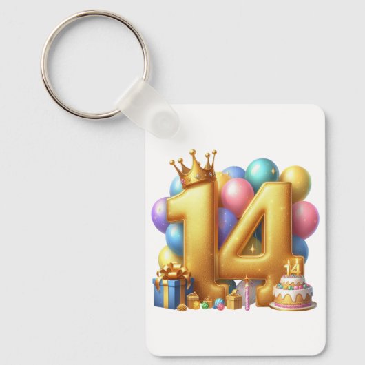 14歳の誕生日おめでとう キーホルダー (正面)
