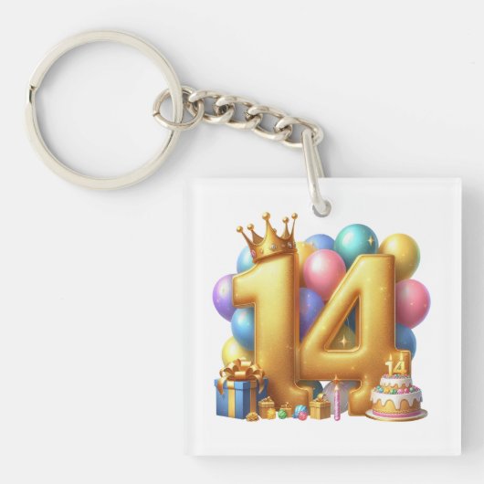 14歳の誕生日おめでとう キーホルダー (正面)