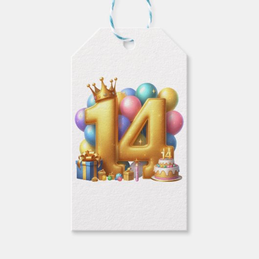 14歳の誕生日おめでとう ギフトタグ (正面)