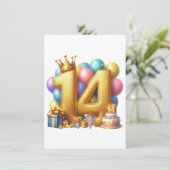 14歳の誕生日おめでとう サンキューカード (スタンド正面)