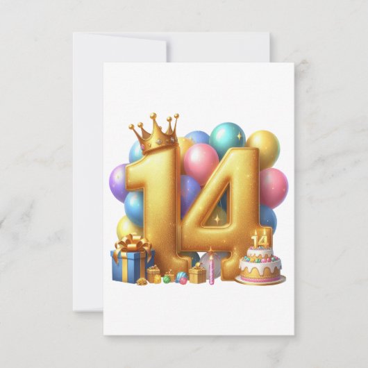 14歳の誕生日おめでとう サンキューカード (正面)