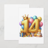 14歳の誕生日おめでとう サンキューカード (正面/裏面)