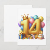 14歳の誕生日おめでとう サンキューカード (正面/裏面)