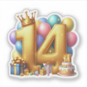 14歳の誕生日おめでとう シール (正面)
