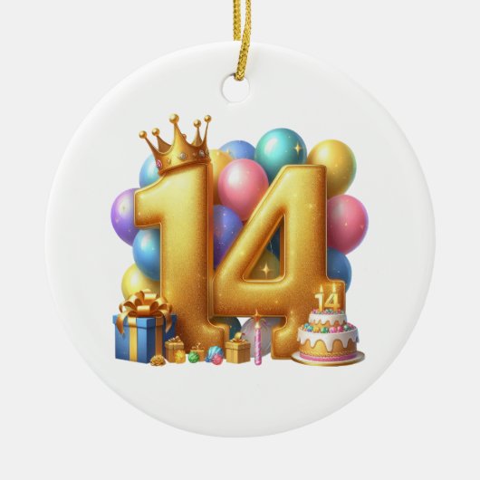 14歳の誕生日おめでとう セラミックオーナメント (正面)