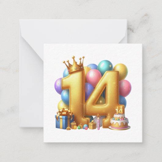 14歳の誕生日おめでとう ノートカード (正面)