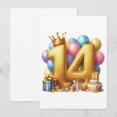 14歳の誕生日おめでとう ノートカード (正面/裏面)