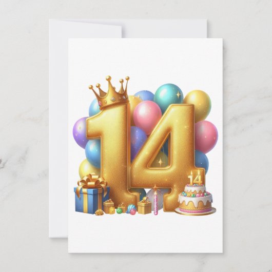 14歳の誕生日おめでとう ノートカード (正面)