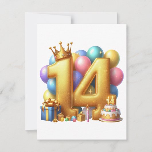 14歳の誕生日おめでとう ノートカード (正面)