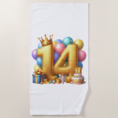 14歳の誕生日おめでとう ビーチタオル (正面)