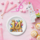 14歳の誕生日おめでとう ペーパープレート (パーティー)
