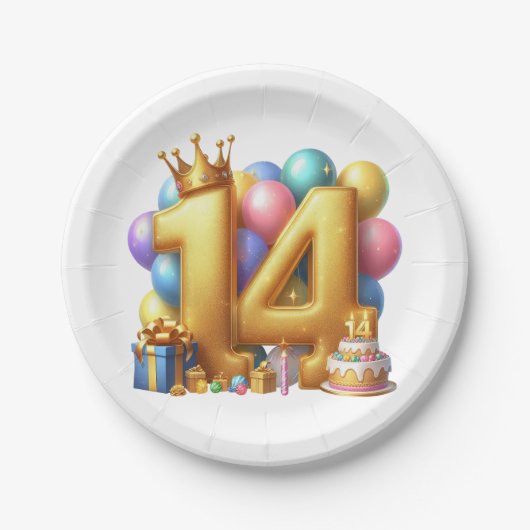 14歳の誕生日おめでとう ペーパープレート (正面)