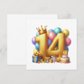 14歳の誕生日おめでとう 招待状 (正面/裏面)