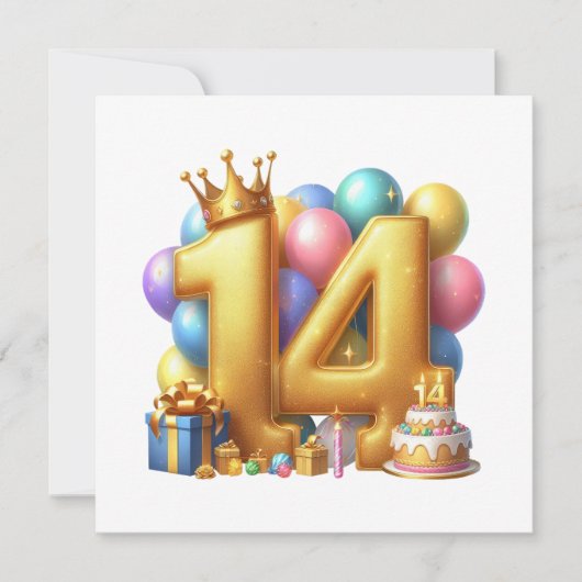14歳の誕生日おめでとう 招待状 (正面)
