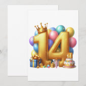 14歳の誕生日おめでとう 招待状 (正面/裏面)