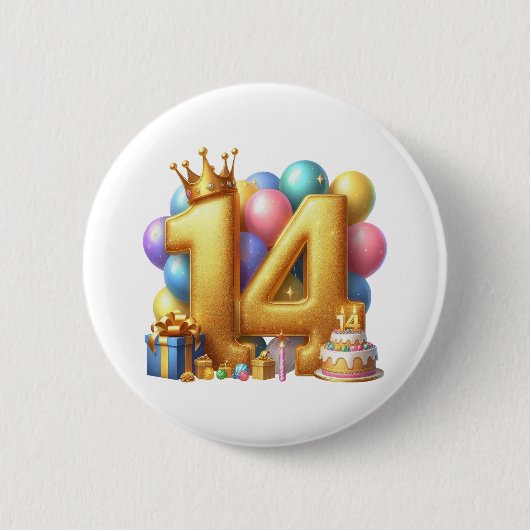 14歳の誕生日おめでとう 缶バッジ (正面)