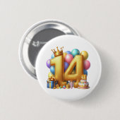 14歳の誕生日おめでとう 缶バッジ (正面&裏面)