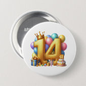 14歳の誕生日おめでとう 缶バッジ (正面&裏面)