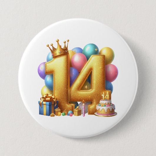 14歳の誕生日おめでとう 缶バッジ (正面)