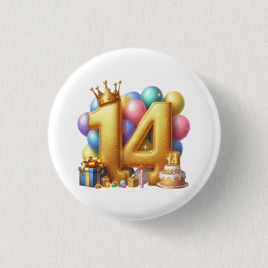 14歳の誕生日おめでとう 缶バッジ (正面)