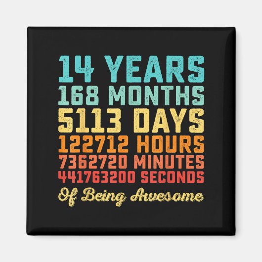 14歳の誕生日おめでとう 面白い 14歳の誕生日 数学 マグネット (正面)