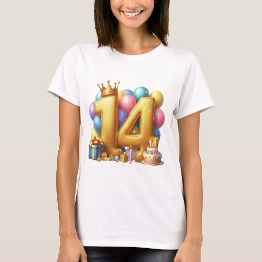 14歳の誕生日おめでとう Tシャツ (正面)