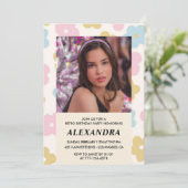 14歳の誕生日の招待レトロGroovy花かわいい 招待状 (スタンド正面)