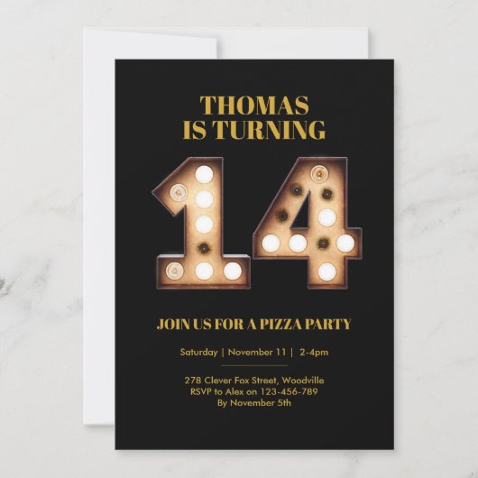 14歳の誕生日の招待 招待状 (正面)