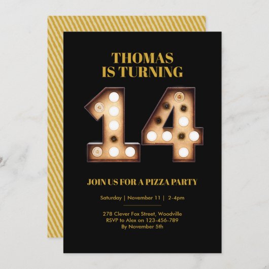14歳の誕生日の招待 招待状 (正面/裏面)