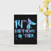 14歳の誕生日を迎えた人魚姫 幼児の14歳のバックトゥエス カード (黄色い花)