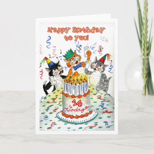 14歳の誕生日カードで歌う カード (正面)