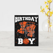14歳の誕生日バスケットボールキッズ カード (黄色い花)