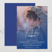 14歳の誕生日パーティー招待状　誕生日パーティー　写真　少年 招待状 (正面/裏面)