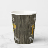 14歳の誕生日パーティー - 偽の金と偽の木の外観 紙コップ (左)
