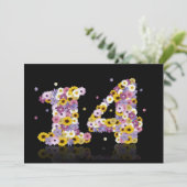 14歳の誕生日パーティー 花の文字 招待状 (スタンド正面)