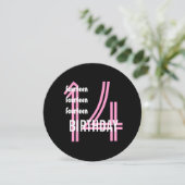 14歳の誕生日パーテモダンィーピンクとブラックW689B12 招待状 (スタンド正面)