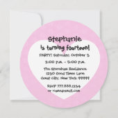 14歳の誕生日パーテモダンィーピンクとブラックW689B12 招待状 (裏面)