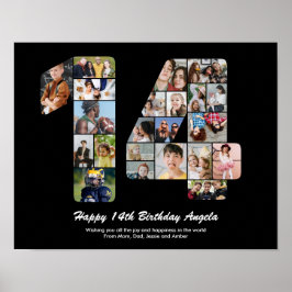 14歳の誕生日フォトコラージュ テンプレート ポスター