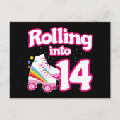 14歳の誕生日ローラースケート 14歳 お誕生日 スケート ポストカード (正面)