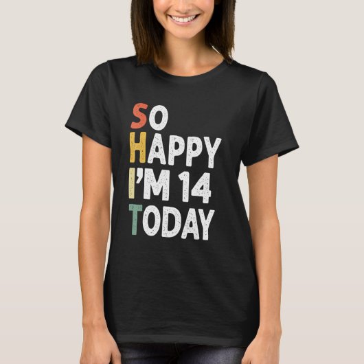 14歳の誕生日ヴィンテージだから幸せIm 14今日 Tシャツ (正面)