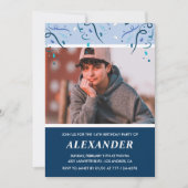 14歳の誕生日招待状写真ネイビーブルー 招待状 (正面)