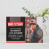 14歳の誕生日招待状少年パーティー写真赤 招待状 (スタンド正面)