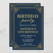 14歳の誕生日招待状誕生日パーティー少年の海軍 招待状 (正面/裏面)