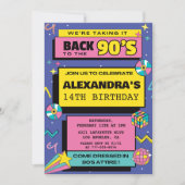14歳の誕生日招待状90年代パーティーレトロ 招待状 (正面)